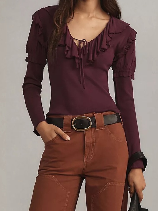 Anthropologie Sweaters - Anthropologie NWT‎ long Sleeve Ruffle Romantic Sweater